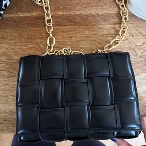 Elegant Black Woven Chain Bag